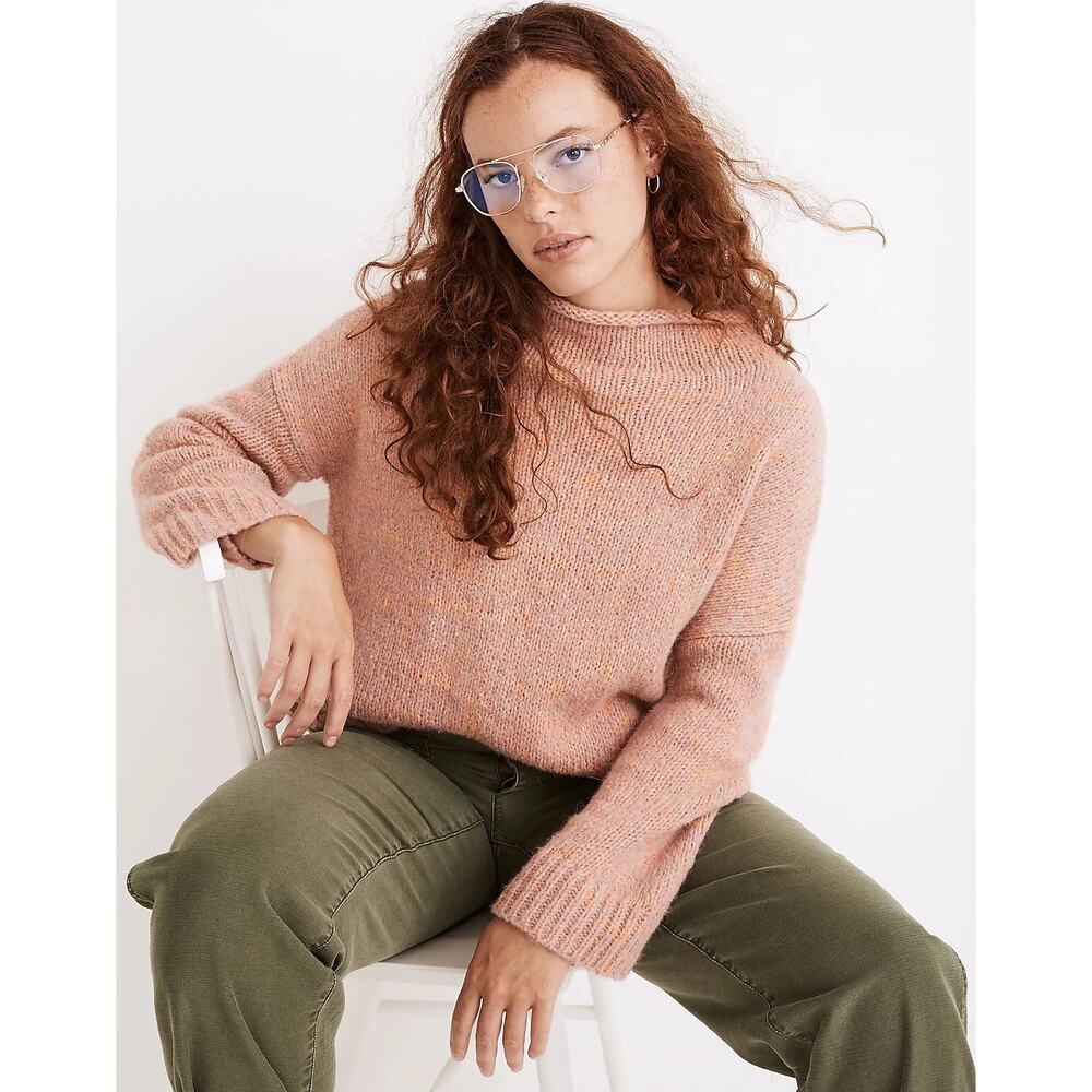 Madewell Varina Mockneck Pink Knit Wool Alpaca Pullover Sweater Size XS